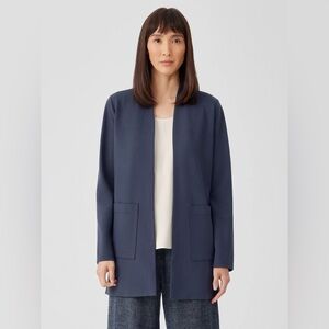 Eileen Fisher Washable Flex Ponte High Collar Jacket Ocean Blue Gray Size XL